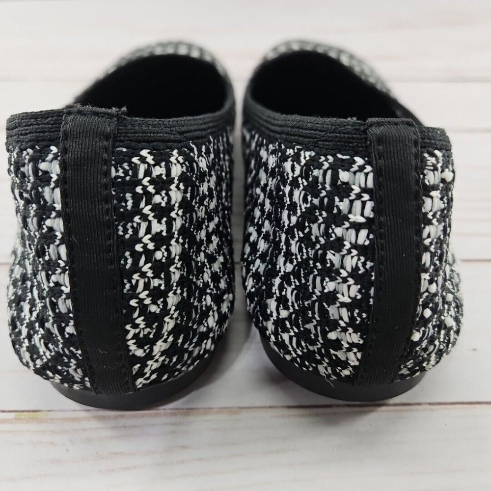 Skechers Cleo Round Our Moment Womens 7 Flat Black White Knit Stretch Fit Shoe - Picture 6 of 9